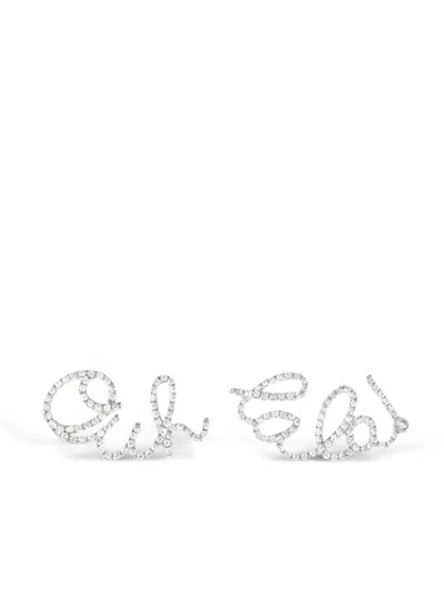 Lily Gabriella 18k White Gold Ouh Lala Diamond Stud Earrings In 银色