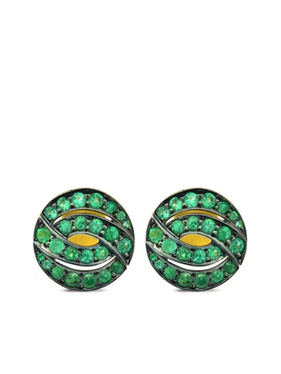 Lily Gabriella 18k Yellow Gold Infinitas Emerald Stud Earrings In 金色