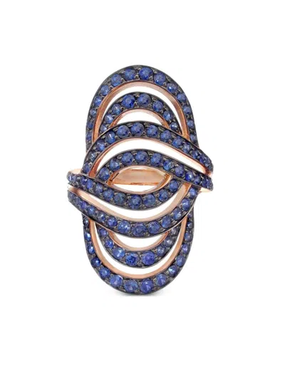 Lily Gabriella 18kt Rose Gold Infinitas Sapphire Ring In Blue