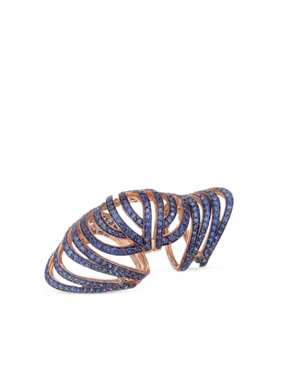 Lily Gabriella 18kt Rose Gold Infinitas Sapphire Ring In Burgundy
