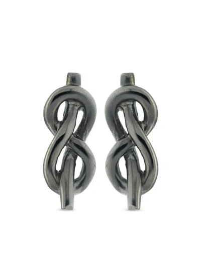Lily Gabriella 18kt White Gold Forget Me Knot Earrings In 黑色