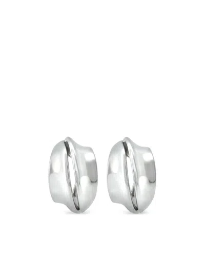 Lily Gabriella 18kt White Gold Spira Hoop Earrings In 银色