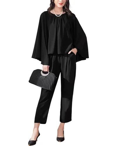 Lily Kim 2pc Blouse & Pant Set In Black