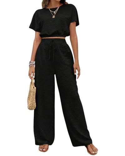 Lily Kim 2pc Blouse & Pant Set In Black