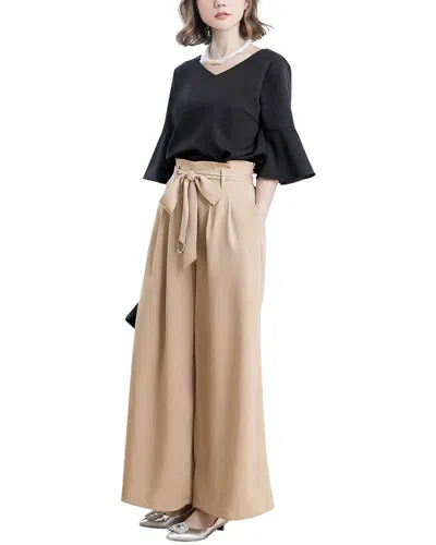 Lily Kim 2pc Blouse & Pant Set In Brown