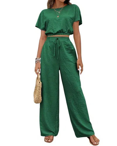Lily Kim 2pc Blouse & Pant Set In Green