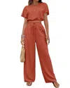Lily Kim 2pc Blouse & Pant Set In Red