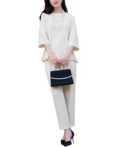 Lily Kim 2pc Blouse & Pant Set In White