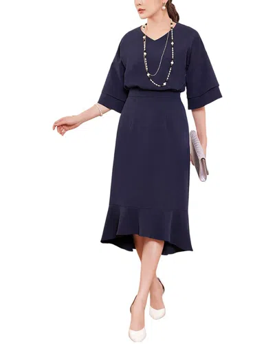 Lily Kim 2pc Blouse & Skirt Set In Blue