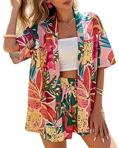 Lily Kim 2pc Cardigan & Short Set In Pink