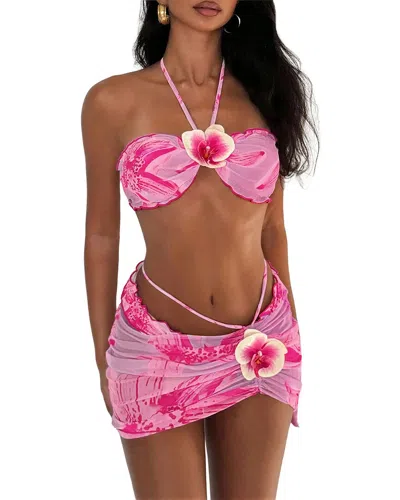 Lily Kim Set (bra & Swim Panties & Skirt) In Animal Print