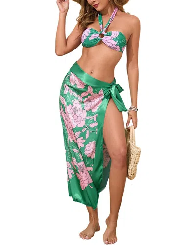 Lily Kim Set (bra & Swim Pants & Pareo) In Green