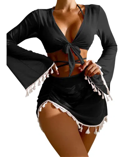 Lily Kim Set (jacket & Top & Underpants & Skirt) In Black
