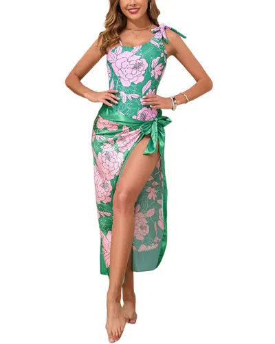 Lily Kim Set (swimsuit & Pareo) In Green