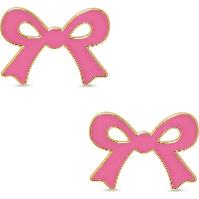 Lily Nily Kids'  Flat Bow Stud Earrings In Pink