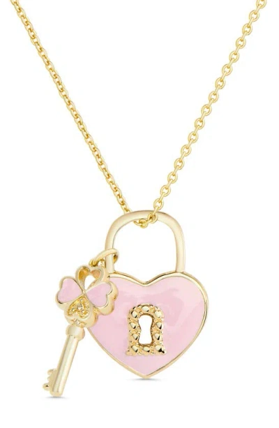 Lily Nily Kids' Heart Lock Pendant Necklace In Gold