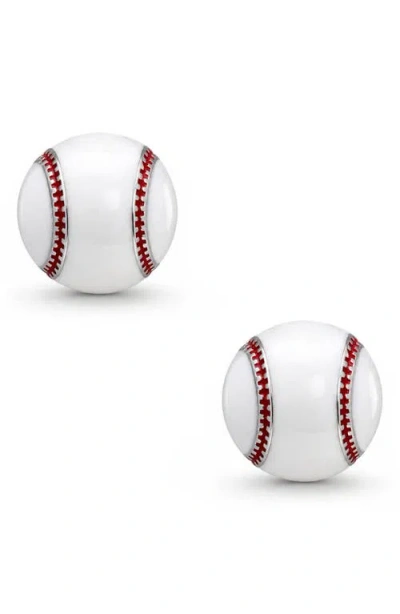 Lily Nily Kids' 3d Baseball Enamel Stud Earrings In White