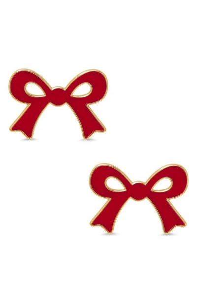 Lily Nily Kids' Bow Enamel Stud Earrings In Red