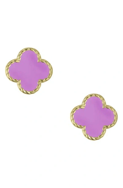 Lily Nily Kids' Clover Stud Earrings In Purple