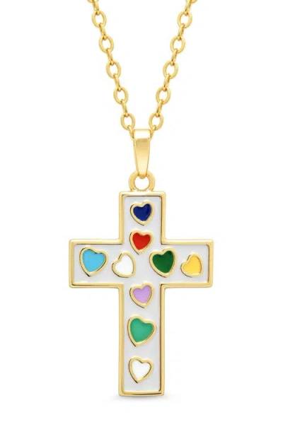 Lily Nily Kids' Cross Enamel Pendant Necklace In Gold
