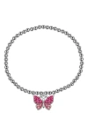 Lily Nily Kids' Crystal Butterfly Charm Stretch Bracelet In Pink
