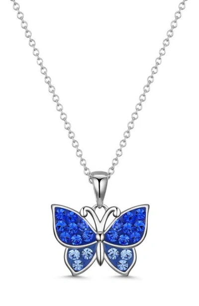 Lily Nily Kids' Crystal Butterfly Pendant Necklace In Blue