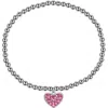 Lily Nily Kids' Crystal Heart Charm Stretch Bracelet In Pink