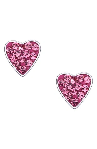 Lily Nily Kids' Crystal Heart Stud Earrings In Pink