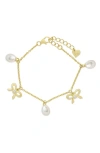 LILY NILY KIDS' CUBIC ZIRCONIA & PEARL CHARM BRACELET