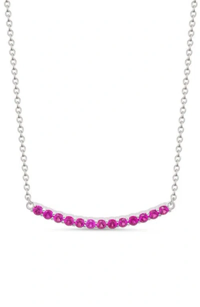 Lily Nily Kids' Cubic Zirconia Bar Pendant Necklace In Dark Pink
