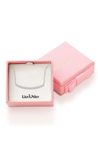 Lily Nily Kids' Cubic Zirconia Bar Pendant Necklace In White