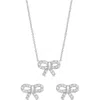 Lily Nily Kids' Cubic Zirconia Bow Stud Earrings & Pendant Necklace Set In Silver