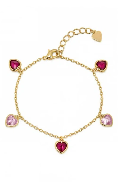 Lily Nily Kids' Cubic Zirconia Heart Charm Bracelet In Gold