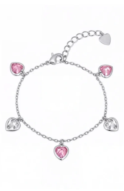 Lily Nily Kids' Cubic Zirconia Heart Charm Bracelet In Metallic
