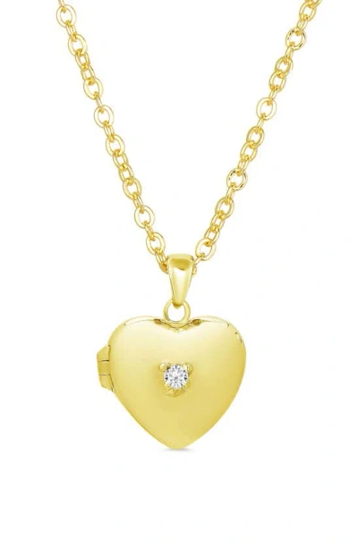 Lily Nily Kids' Cubic Zirconia Heart Locket Necklace In Gold