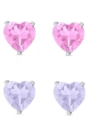 Lily Nily Kids' Cubic Zirconia Heart Stud Earrings In Pink