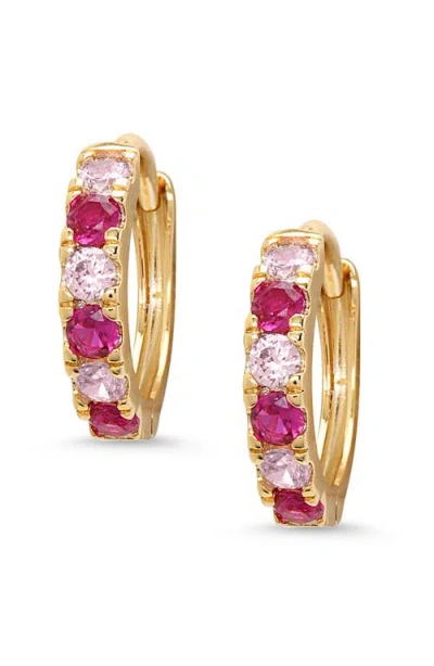 Lily Nily Kids' Cubic Zirconia Hoop Earrings In Dark Pink