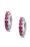 Lily Nily Kids' Cubic Zirconia Hoop Earrings In Dark Pink