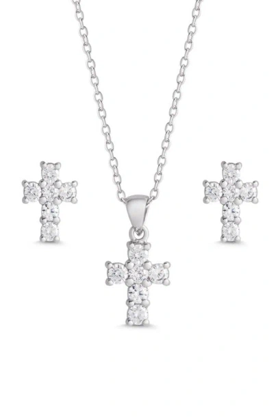 Lily Nily Kids' Cubic Zirconia Pendant Necklace & Stud Earrings Set In Silver