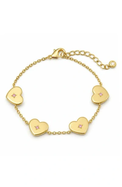 Lily Nily Kids' Cubic Zirconia Puffy Heart Charm Bracelet In Gold