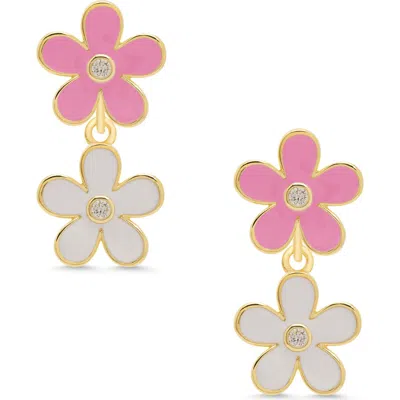 Lily Nily Kids' Double Floral Drop Earrings In Pink/white