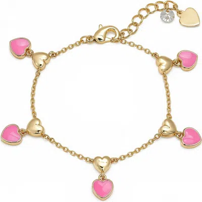 Lily Nily Kids' Double Heart Enamel Charm Bracelet In Gold