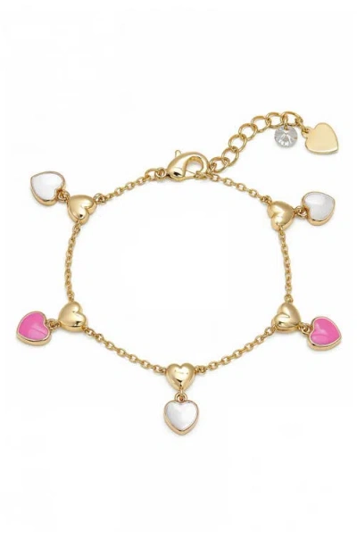 Lily Nily Kids' Double Heart Enamel Charm Bracelet In Gold