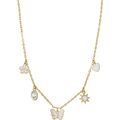 Lily Nily Kids' Enamel & Cubic Zirconia Charm Necklace In White
