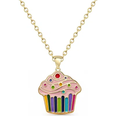 Lily Nily Kids' Enamel Cupcake Pendant Necklace In Pink