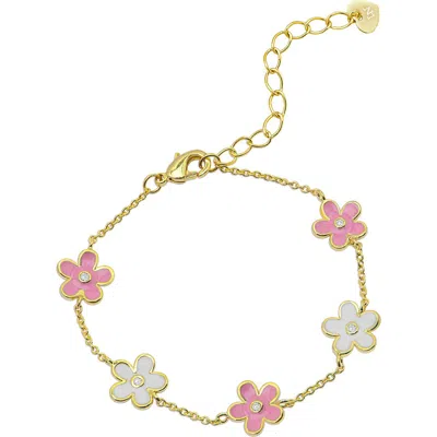 Lily Nily Kids' Floral Station Bracelet In Pink/white
