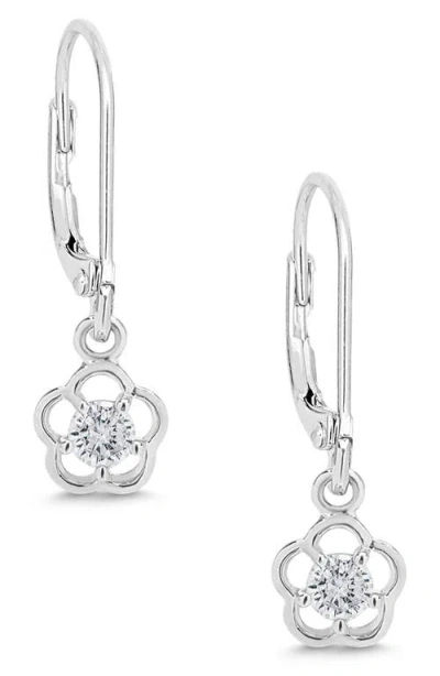 Lily Nily Kids' Flower Cubic Zirconia Drop Earrings In Silver