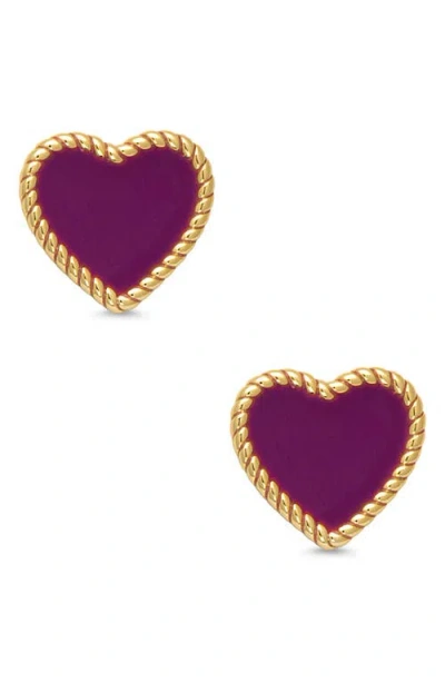 Lily Nily Kids' Heart Twist Stud Earrings In Purple