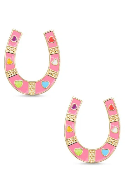 Lily Nily Kids' Horseshoe Stud Earrings In Pink