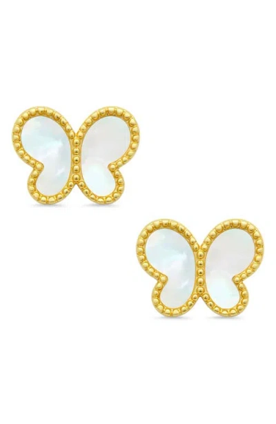 Lily Nily Kids' Mother-of-pearl Butterfly Stud Earrings In Gold